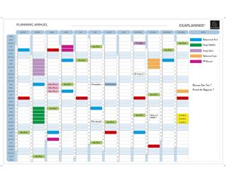 Planning magnétique annuel - textes en français - Blanc