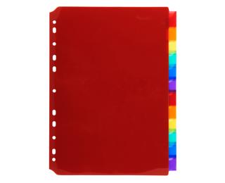 Intercalaires PP transparent couleurs avec porte étiquette A4 12 positions 
