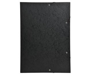 Sammelmappe mit Gummizug und 3 Klappen aus Colorspan-Karton 600g/qm, für Format DIN A3 - Schwarz