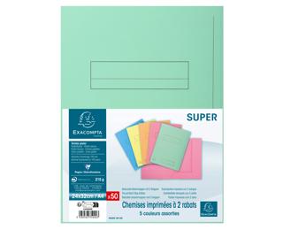 Paquet de 50 chemises imprimées 2 rabats SUPER 210 - 24x32cm 