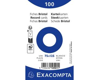 Pk100 Exa Rec Card 7.5x12.5cm Plain Wht 