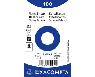 Paquet 100 fiches sous film - bristol uni non perforé - 75x125mm 