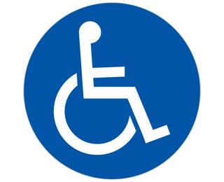Cartello rotondo diametro 30cm PARCHEGGIO RISERVATO AI DISABILI - Blu