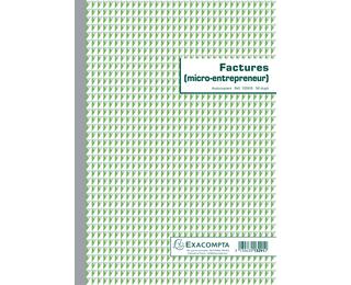 Manifold Factures micro-entrepreneur 29,7x21cm 50 feuillets dupli autocopiants