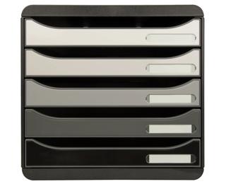 Módulo BIG-BOX PLUS con 5 cajones para documentos A4+, ultra-rígido y con stop de seguridad - 347x278x271 mm - Shades of grey