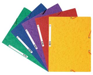 Cartella 3 lembi con elastici cartoncino lustré 400g/mq - A4 - Colori assortiti