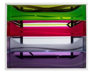 Módulo de archivo ECOBOX, 4 cajones, formato A4+, STOP de seguridad, formato: 34,8 x 28,4 x 23,4 cm - LINICOLOR (translucido) 