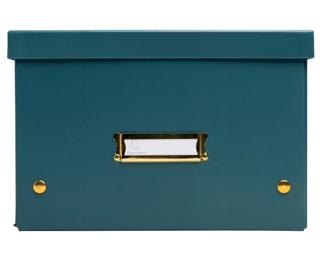 Boîte de rangement à plat carton 27x36x19cm Néo Déco - Bleu canard