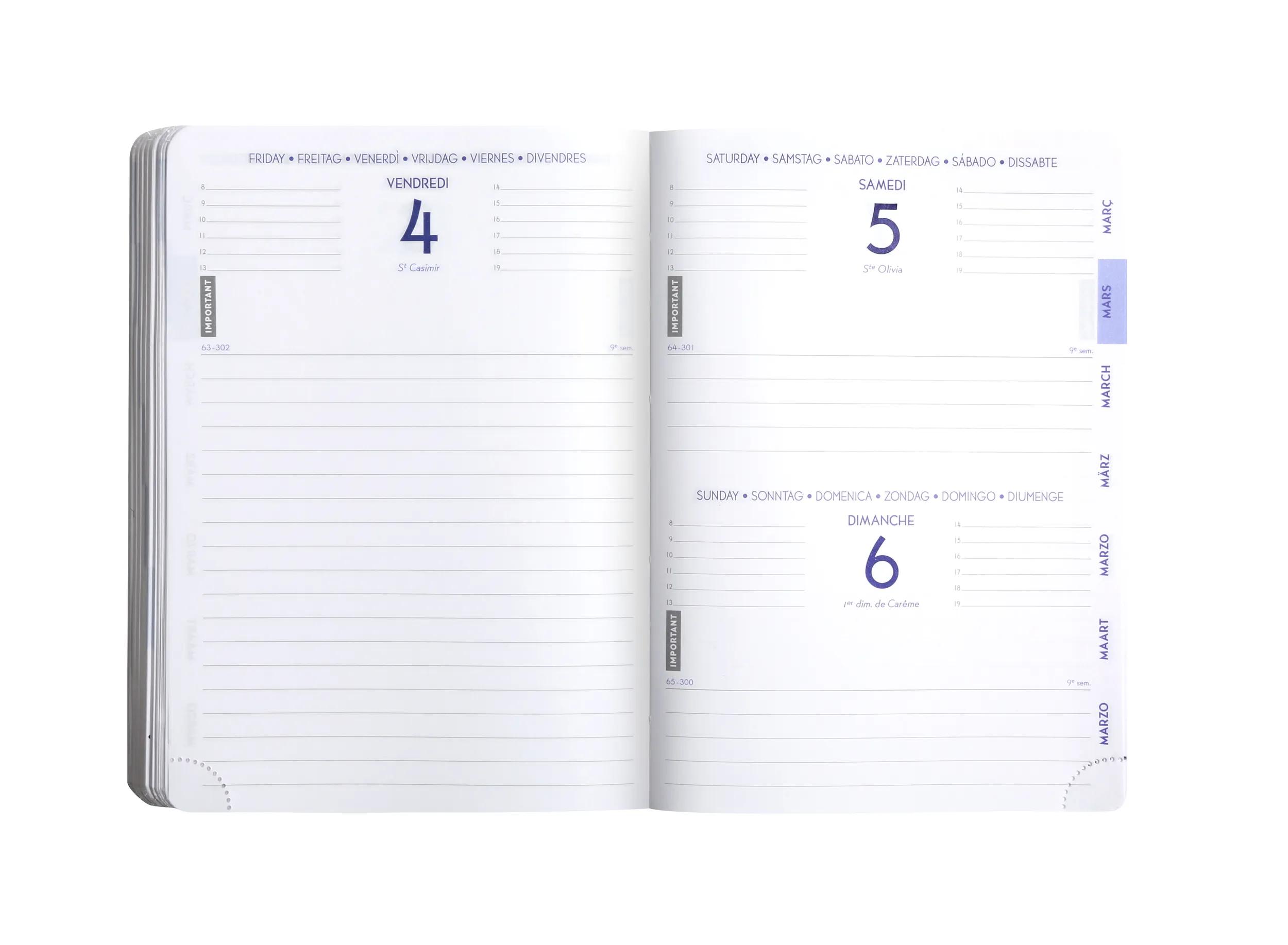 Agenda Floral 12,5 X 17,5 Cm - 320 Pages - Reliure Spirale - Bouchut