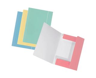 Falken - Sammelmappe PastellColor, extrastark, ca. 700g/m2-Karton, A4, m. 3 Klappen u. Gummizug, 4er Poly