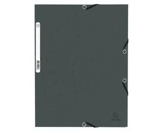 3-flap folder with elastic straps 355 gsm hard glazed mottled pressboard - A4 size - Grey
