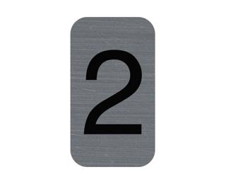 Hinweisschild selbstklebend, Aluminiumoptik, Ziffer 2 - 2,5x4 ,4 cm 