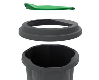 Abfalleimer Tri Bin EcoBlack - Schwarz