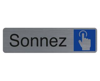 Plaque adhésive imitation aluminium Sonnez 16,5X4,4 cm - Gris