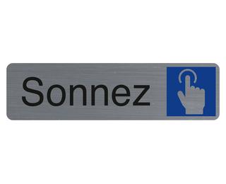 Plaque adhésive imitation aluminium Sonnez 16,5X4,4 cm - Gris