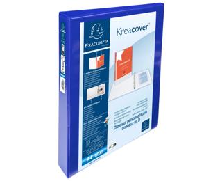 Classeur PP personnalisable Kreacover - 2 anneaux en D 25mm - A4 maxi - Bleu