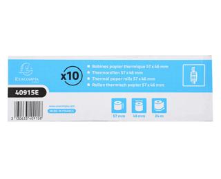 Exacompta Ref: 40915E - 57 x 46mm, 55gsm Thermal Paper Receipt Till Rolls, For PDQ Credit Card Machines, Card Readers, EPOS, POS Terminal, BPA Free, 24m, White, Pack of 10 - White