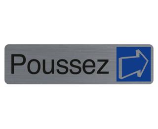 Plaque adhésive imitation aluminium Poussez 16,5X4,4 cm - Gris
