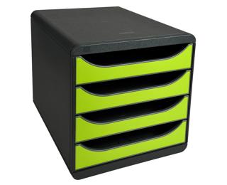 Módulo individual BIG-BOX para documentos A4 + con 4 cajones, ultra-rígido y con stop de seguridad y con stop de seguridad - IDERAMA - Verde anís