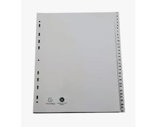 Register A4+ aus Recycling-PP grau 120µ mit bedruckten Taben 1-31, 31 Positionen - Grau