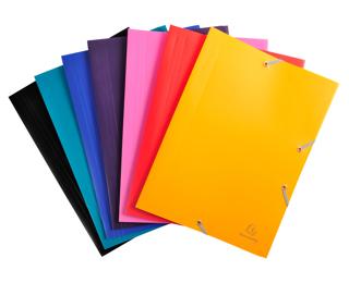 3 Flap Folders with Elastic Straps Opaque Polypropylene Eco A4 - Assorted colours