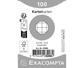 Paquet 100 fiches sous film - bristol quadrillé 5x5 non perforé 55x74mm - Blanc