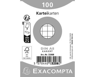 Paquet 100 fiches sous film - bristol quadrillé 5x5 non perforé 55x74mm - Blanc