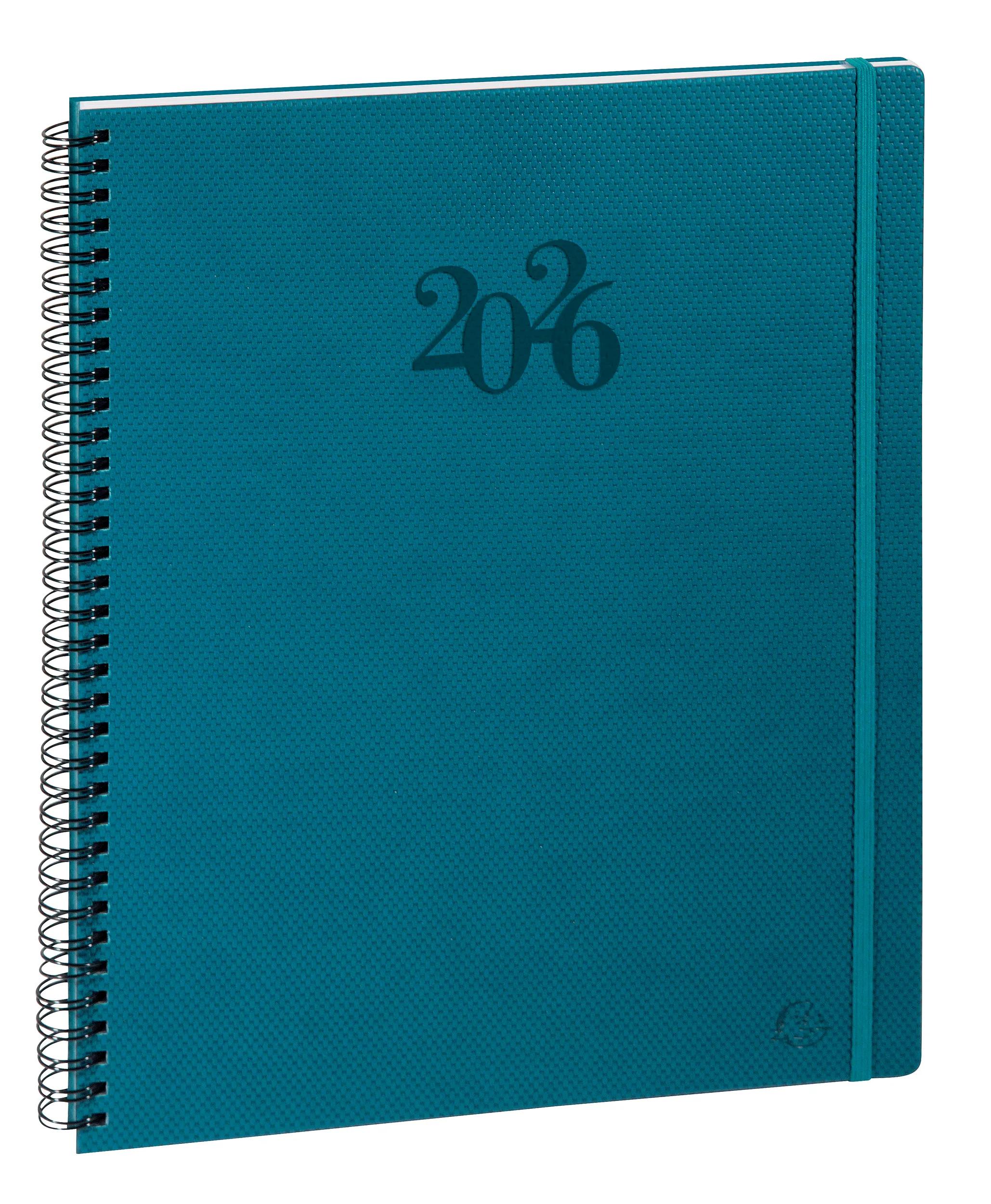 Agenda Semainier 2026 Finocam A4 - Vue Horizontale, Janvier à Décembre - Couverture Polypropylène, Spirale - En Catalan Avec Jours Fériés - Élastique De Fermeture - 3