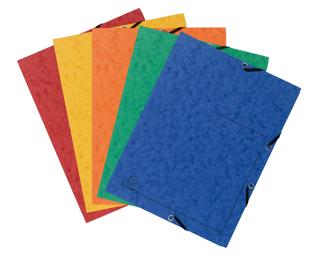Sammelmappe mit Gummizug, mit Vordruck, 3 Klappen aus Colorspan-Karton 355g/m2 - A4 - Farben sortiert
