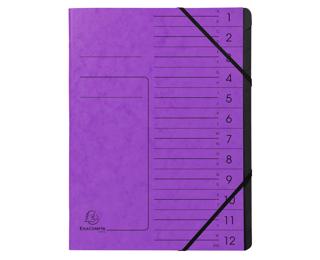 Ordnungsmappe mit Gummizug, innen schwarz, 12 Fächer - A4 - Violett