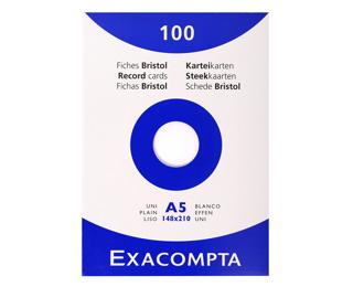 Étui de 100 fiches - bristol uni non perforé 148x210mm 