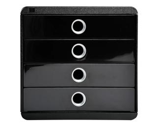 Module de classement Pop-Box 4 tiroirs Glossy - Noir/argent