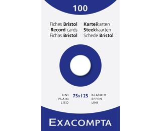 Étui de 100 fiches - bristol uni non perforé 75x125mm 