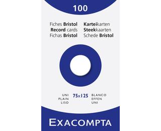 Étui de 100 fiches - bristol uni non perforé 75x125mm 