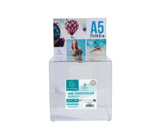 Urne transparente fermable à clé 21X21 cm avec encart A5 