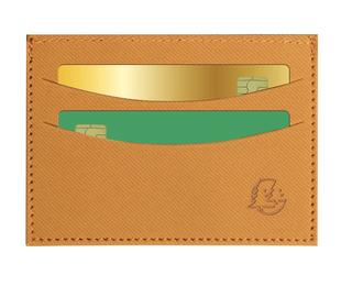 Porte-cartes horizontal avec poches centrales Denim 10,3 x 7,5 cm - Moutarde
