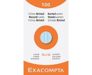 Exacompta Pack 100 Record Card 7.5x12.5cm Lined Ast - Assorted colours