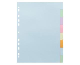 Intercalaires carte pastel 170g Forever 8 positions - A4 - Couleurs assorties pastel