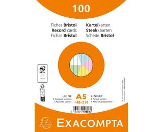 Paquete de 100 fichas retractiladas - Bristol sin perforar forradas 148x210mm - Colores surtidos