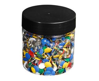 Boîte de 1 000 punaises couleur en laiton - Hauteur de pointe 9mm - 9mm de diamètre 