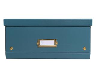 Boîte de rangement à plat carton 33x50x16cm Néo Déco - Bleu canard
