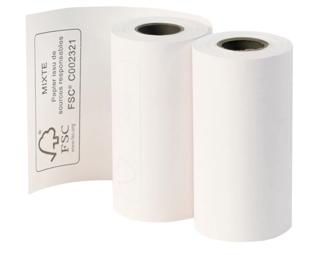 Bobine pour tickets de carte bancaire 57x30mm livrée en boite distributrice - 1 pli thermique 55g/m2.