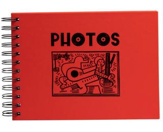 Fotoalbum mit Spiralbindung, 50 schwarze Seiten, Musicart - Rot