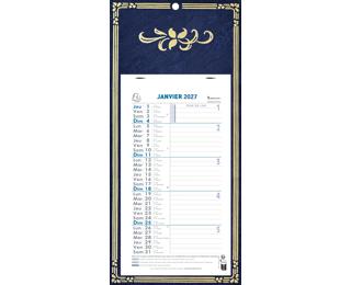 Calendrier mensuel Skytos avec feuillets détachables 15,5 x 28,5 cm sur support plaque imprimée 19 x 41 cm 2027 - Visuel aléatoire