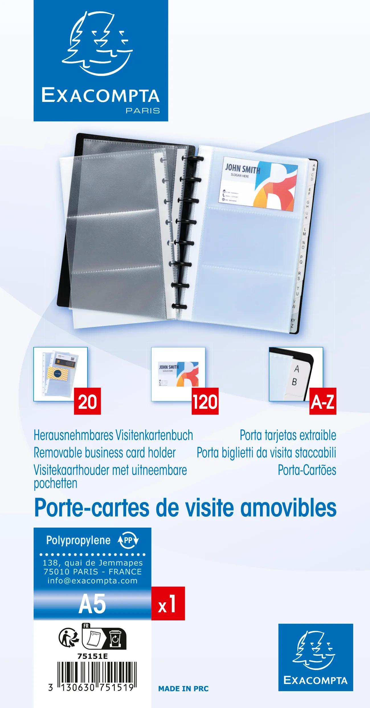 Exacompta - Porte-cartes de visite à anneaux et pochettes