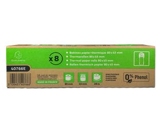 Bobine pour tickets de caisse 80x45mm - 28m - 1 pli thermique 48g/m2 sans Phenol et sans plastique