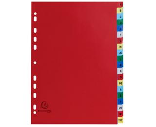 Intercalaires imprimés alphabétiques PP couleurs 12/100 AZ - A4 - Couleurs assorties
