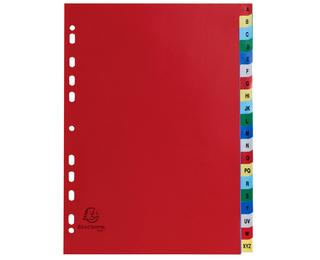 Intercalaires imprimés alphabétiques PP couleurs 12/100 AZ - A4 - Couleurs assorties