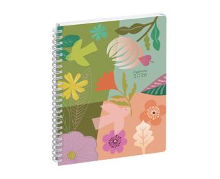 Agenda de bureau EasyTime 21S Spiralé Mini Labo 21 x 15 cm Semainier Janvier à Décembre 2026 - Vert