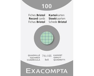 Étui de 100 fiches - bristol quadrillé 5x5 non perforé 74x105mm - Vert